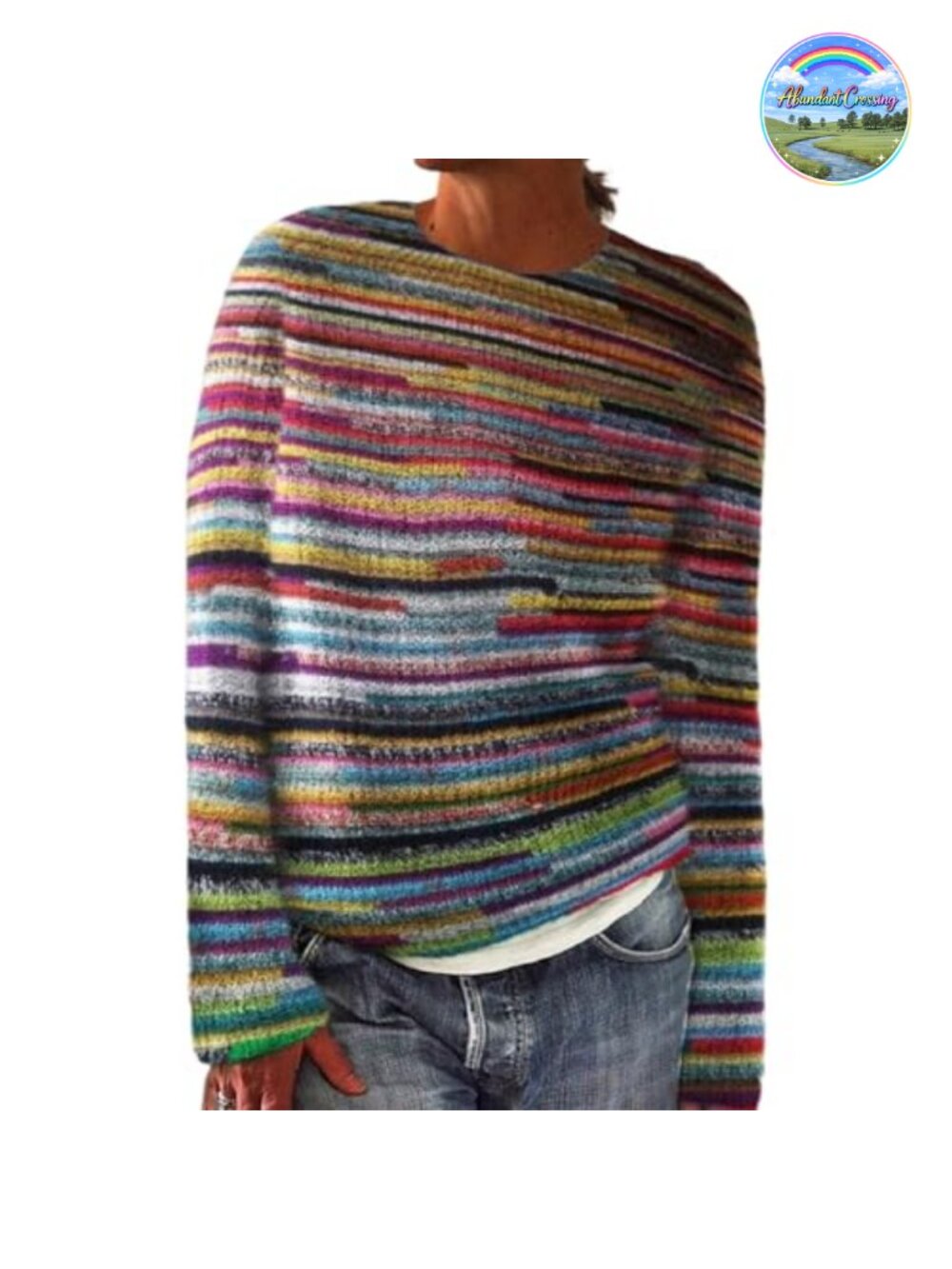 XNC Women's Fair Isle Print Sweater Lightweight Loose Fit Pullover